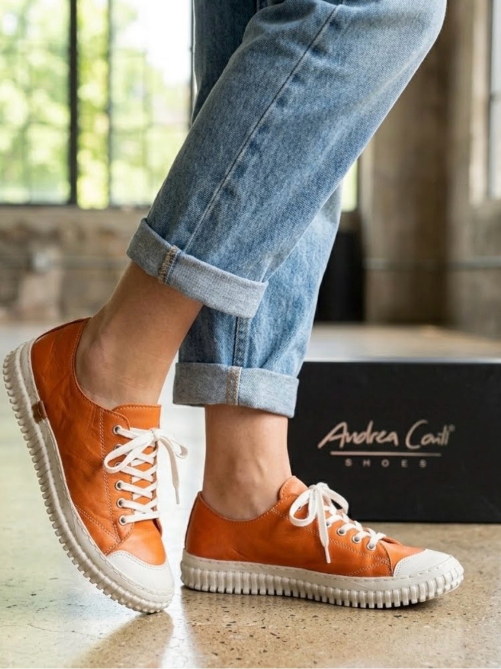 Andrea Conti Papaya Leather Sneaker